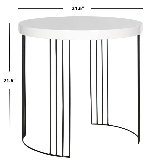 Safavieh Kelly Sleek Mid-Century Scandinavian Side Table With Glossy Lacquer Top And Stylish Iron Legs White/Black FOX4201A