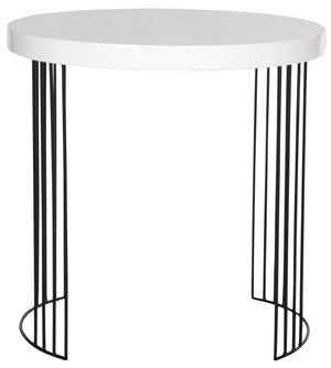 Safavieh Kelly Sleek Mid-Century Scandinavian Side Table With Glossy Lacquer Top And Stylish Iron Legs White/Black FOX4201A