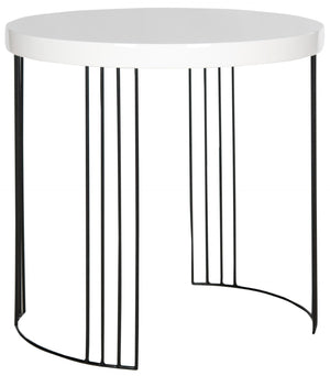 Safavieh Kelly Sleek Mid-Century Scandinavian Side Table With Glossy Lacquer Top And Stylish Iron Legs White/Black FOX4201A