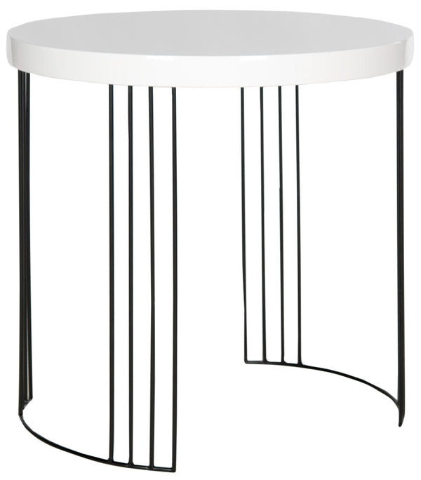 Safavieh Kelly Sleek Mid-Century Scandinavian Side Table With Glossy Lacquer Top And Stylish Iron Legs White/Black FOX4201A