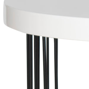Safavieh Kelly Sleek Mid-Century Scandinavian Side Table With Glossy Lacquer Top And Stylish Iron Legs White/Black FOX4201A