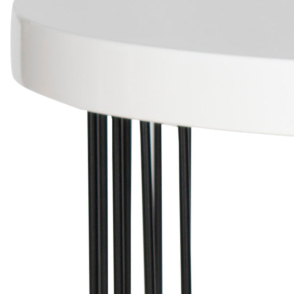 Safavieh Kelly Sleek Mid-Century Scandinavian Side Table With Glossy Lacquer Top And Stylish Iron Legs White/Black FOX4201A