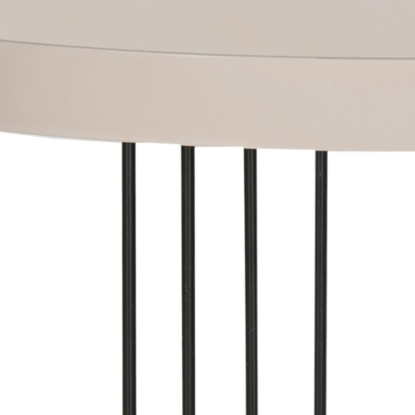 Safavieh Kelly Sleek Mid-Century Scandinavian Side Table With Glossy Lacquer Top And Stylish Iron Legs Taupe/Black FOX4201C