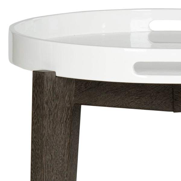 Safavieh Ben Mid-Century Tray Top Side Table - Stylish White Lacquer & Brown Mdf Accent For Small Spaces FOX4202B