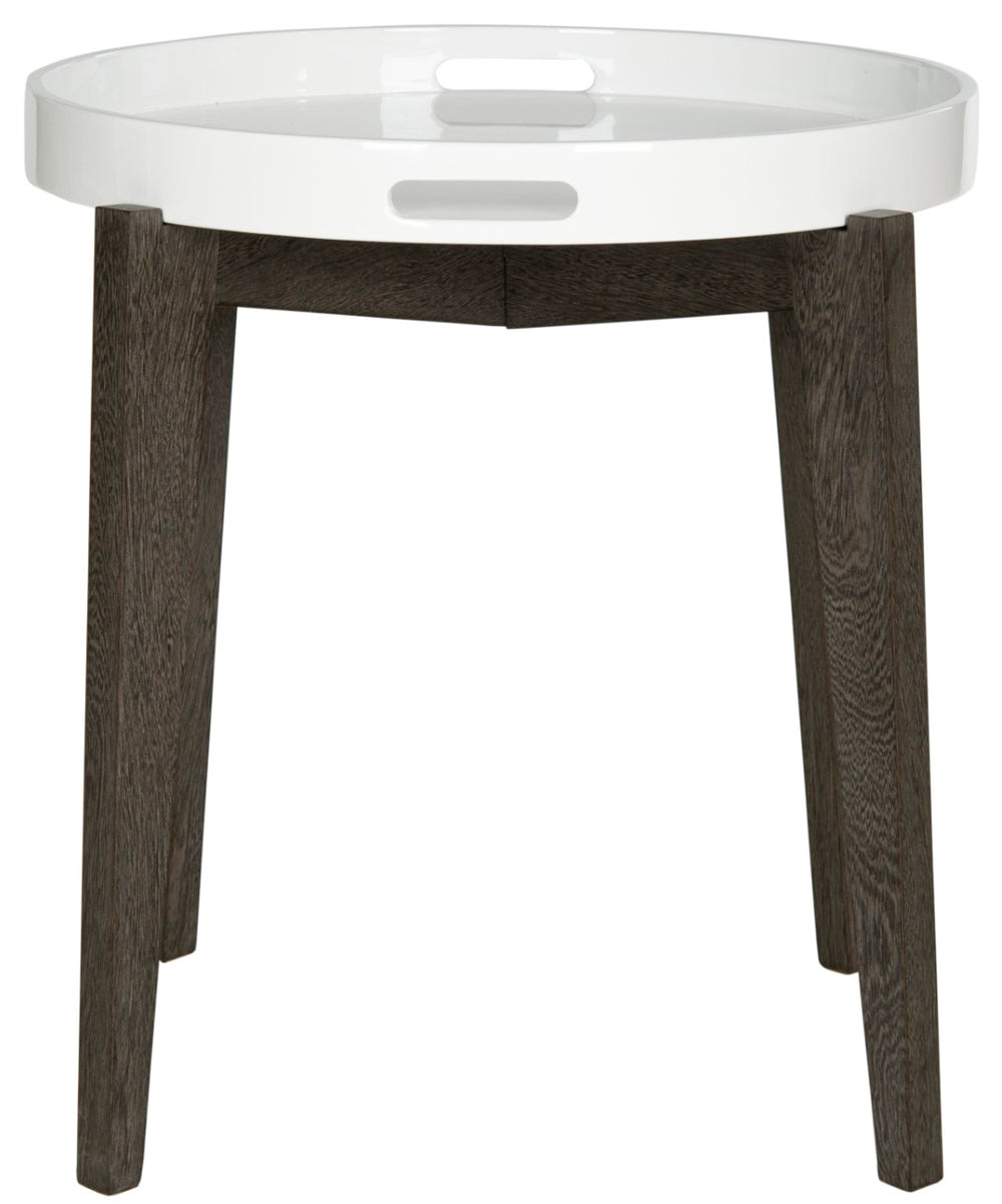 Safavieh Ben Mid-Century Tray Top Side Table - Stylish White Lacquer & Brown Mdf Accent For Small Spaces FOX4202B