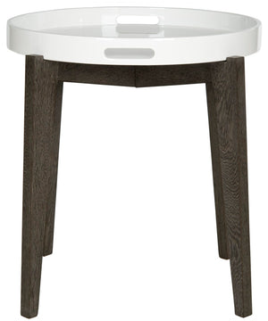 Safavieh Ben Mid-Century Tray Top Side Table - Stylish White Lacquer & Brown Mdf Accent For Small Spaces FOX4202B