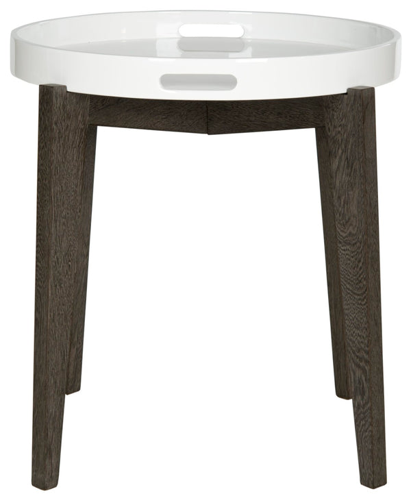 Safavieh Ben Mid-Century Tray Top Side Table - Stylish White Lacquer & Brown Mdf Accent For Small Spaces FOX4202B