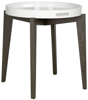 Safavieh Ben Mid-Century Tray Top Side Table - Stylish White Lacquer & Brown Mdf Accent For Small Spaces FOX4202B
