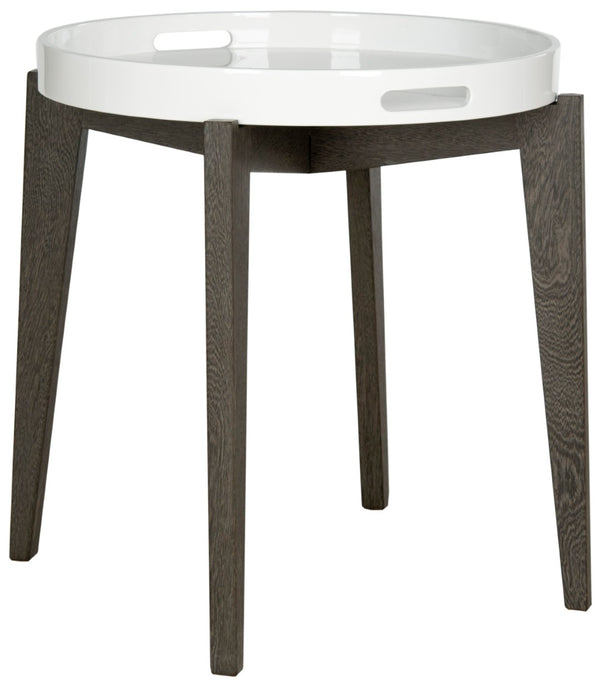 Safavieh Ben Mid-Century Tray Top Side Table - Stylish White Lacquer & Brown Mdf Accent For Small Spaces FOX4202B