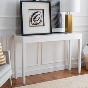 Safavieh Kayson Mid-Century Scandinavian Console Table – Sleek White Lacquer Design For Modern Interiors FOX4204A
