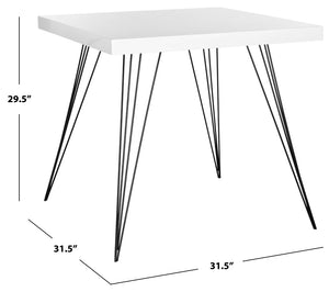 Safavieh Wolcott Mid-Century Square Lacquer Accent Table - Stylish White Mdf Top & Black Hairpin Legs FOX4205A