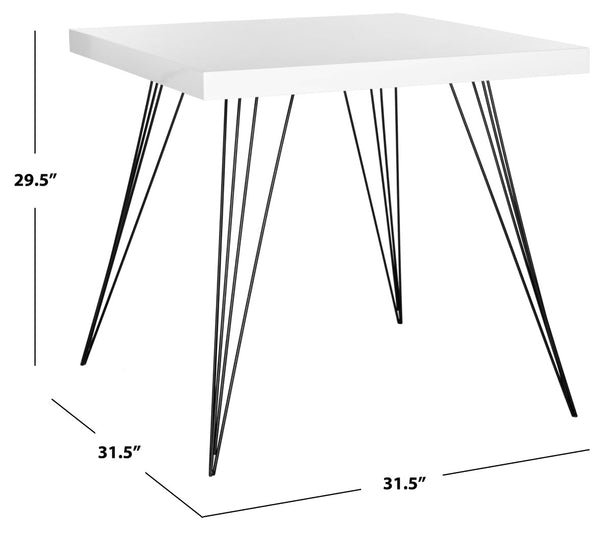 Safavieh Wolcott Mid-Century Square Lacquer Accent Table - Stylish White Mdf Top & Black Hairpin Legs FOX4205A