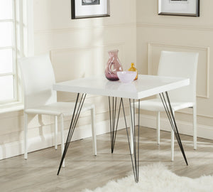 Safavieh Wolcott Mid-Century Square Lacquer Accent Table - Stylish White Mdf Top & Black Hairpin Legs FOX4205A