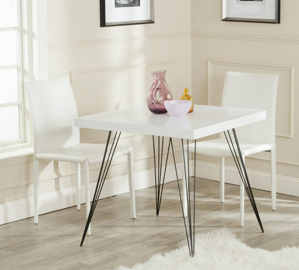 Safavieh Wolcott Mid-Century Square Lacquer Accent Table - Stylish White Mdf Top & Black Hairpin Legs FOX4205A