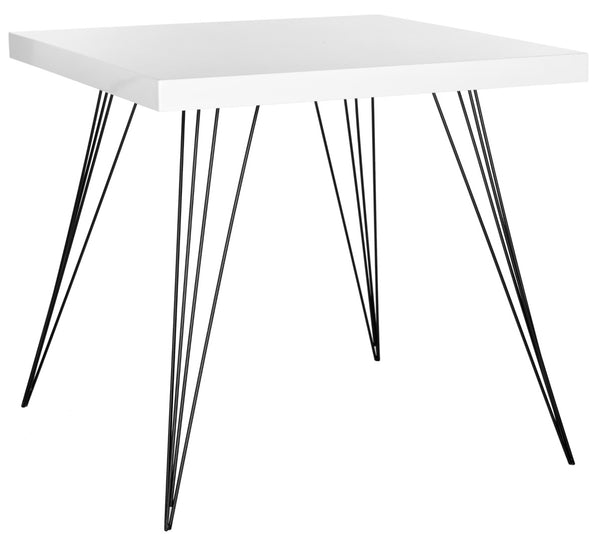 Safavieh Wolcott Mid-Century Square Lacquer Accent Table - Stylish White Mdf Top & Black Hairpin Legs FOX4205A