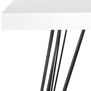 Safavieh Wolcott Mid-Century Square Lacquer Accent Table - Stylish White Mdf Top & Black Hairpin Legs FOX4205A