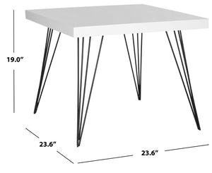 Safavieh Wolcott Retro Mid-Century Square Lacquer Coffee Table - Chic White Finish With Stylish Hairpin Legs FOX4206A