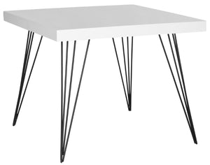 Safavieh Wolcott Retro Mid-Century Square Lacquer Coffee Table - Chic White Finish With Stylish Hairpin Legs FOX4206A