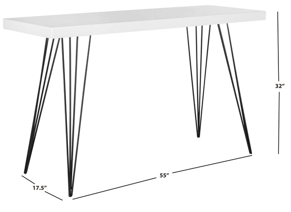 Safavieh Wolcott Retro Mid-Century Console Table - Stylish Lacquer Finish With Hairpin Legs For Modern Spaces White/Black FOX4208A