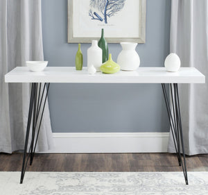 Safavieh Wolcott Retro Mid-Century Console Table - Stylish Lacquer Finish With Hairpin Legs For Modern Spaces White/Black FOX4208A