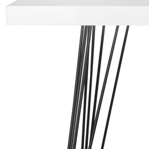 Safavieh Wolcott Retro Mid-Century Console Table - Stylish Lacquer Finish With Hairpin Legs For Modern Spaces White/Black FOX4208A