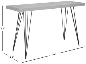 Safavieh Wolcott Retro Mid-Century Console Table - Stylish Lacquer Finish With Hairpin Legs For Modern Spaces Grey/Black FOX4208B
