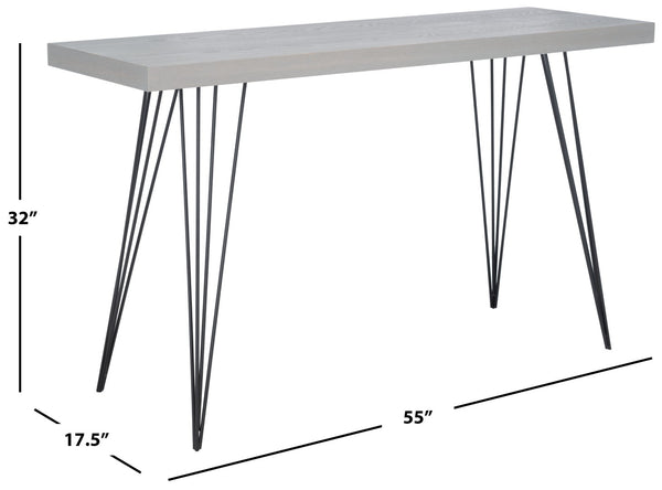 Safavieh Wolcott Retro Mid-Century Console Table - Stylish Lacquer Finish With Hairpin Legs For Modern Spaces Grey/Black FOX4208B
