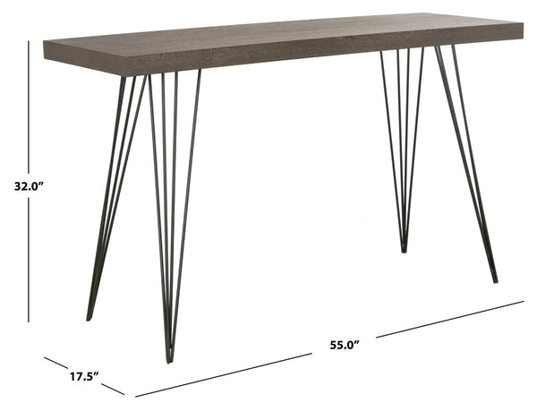 Safavieh Wolcott Retro Mid-Century Console Table - Stylish Lacquer Finish With Hairpin Legs For Modern Spaces Dark Brown/Black FOX4208C