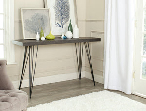 Safavieh Wolcott Retro Mid-Century Console Table - Stylish Lacquer Finish With Hairpin Legs For Modern Spaces Dark Brown/Black FOX4208C
