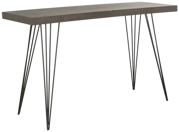 Safavieh Wolcott Retro Mid-Century Console Table - Stylish Lacquer Finish With Hairpin Legs For Modern Spaces Dark Brown/Black FOX4208C