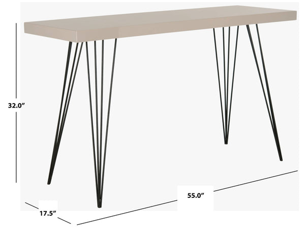 Safavieh Wolcott Retro Mid-Century Console Table - Stylish Lacquer Finish With Hairpin Legs For Modern Spaces Taupe/Black FOX4208D