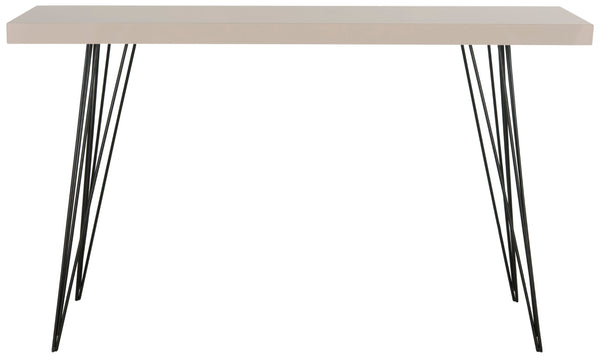 Safavieh Wolcott Retro Mid-Century Console Table - Stylish Lacquer Finish With Hairpin Legs For Modern Spaces Taupe/Black FOX4208D