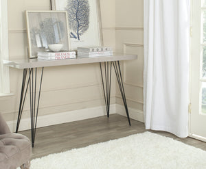 Safavieh Wolcott Retro Mid-Century Console Table - Stylish Lacquer Finish With Hairpin Legs For Modern Spaces Taupe/Black FOX4208D