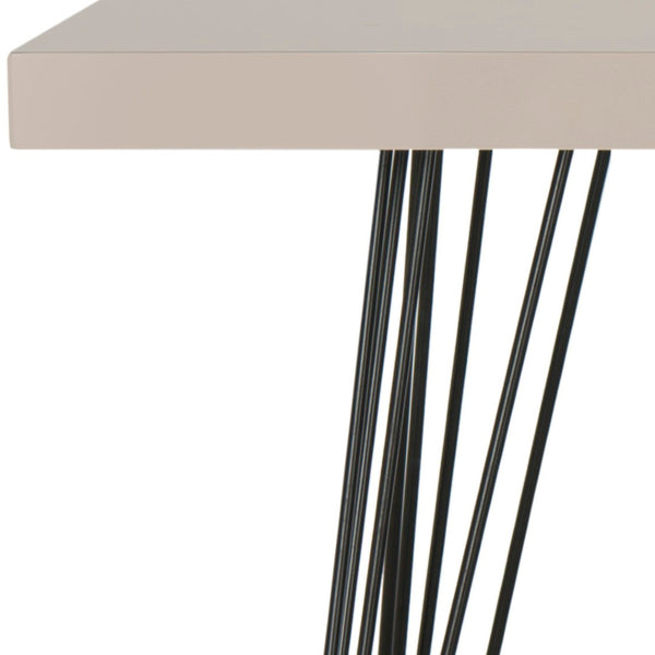 Safavieh Wolcott Retro Mid-Century Console Table - Stylish Lacquer Finish With Hairpin Legs For Modern Spaces Taupe/Black FOX4208D