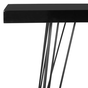 Safavieh Wolcott Retro Mid-Century Console Table - Stylish Lacquer Finish With Hairpin Legs For Modern Spaces Black/Black FOX4208E