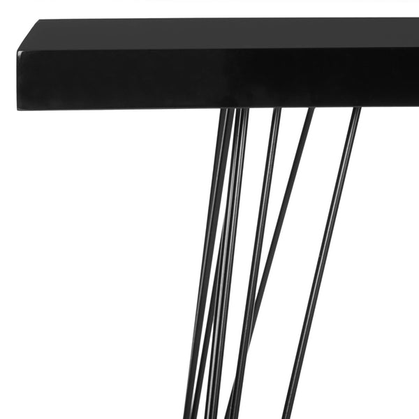 Safavieh Wolcott Retro Mid-Century Console Table - Stylish Lacquer Finish With Hairpin Legs For Modern Spaces Black/Black FOX4208E