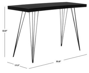 Safavieh Wolcott Retro Mid-Century Console Table - Stylish Lacquer Finish With Hairpin Legs For Modern Spaces Black/Black FOX4208E