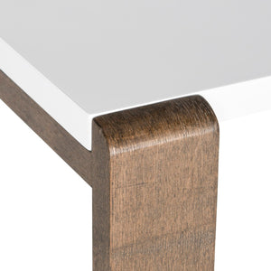 Safavieh Bartholomew Mid-Century Scandinavian Console Table With Glossy Lacquer Top And Wood-Grain Base White/Dark Brown FOX4209A