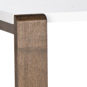 Safavieh Bartholomew Mid-Century Scandinavian Console Table With Glossy Lacquer Top And Wood-Grain Base White/Dark Brown FOX4209A