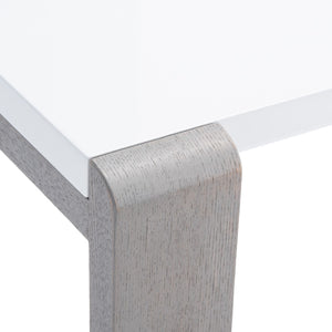 Safavieh Bartholomew Mid-Century Scandinavian Console Table With Glossy Lacquer Top And Wood-Grain Base White/Grey FOX4209B