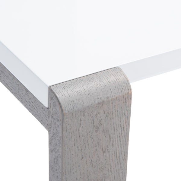 Safavieh Bartholomew Mid-Century Scandinavian Console Table With Glossy Lacquer Top And Wood-Grain Base White/Grey FOX4209B