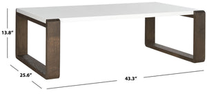 Safavieh Bartholomew Mid Century Scandinavian Lacquer Coffee Table - Chic Minimalist Design For Modern Spaces White/Dark Brown FOX4210A