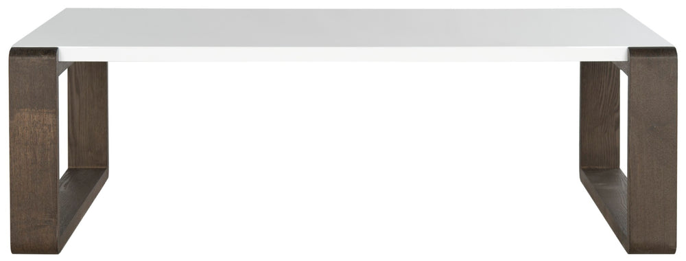 Safavieh Bartholomew Mid Century Scandinavian Lacquer Coffee Table - Chic Minimalist Design For Modern Spaces White/Dark Brown FOX4210A