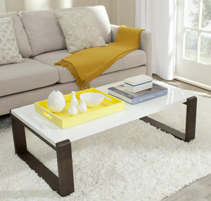 Safavieh Bartholomew Mid Century Scandinavian Lacquer Coffee Table - Chic Minimalist Design For Modern Spaces White/Dark Brown FOX4210A