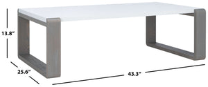 Safavieh Bartholomew Mid Century Scandinavian Lacquer Coffee Table - Chic Minimalist Design For Modern Spaces White/Grey FOX4210B