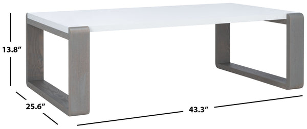 Safavieh Bartholomew Mid Century Scandinavian Lacquer Coffee Table - Chic Minimalist Design For Modern Spaces White/Grey FOX4210B