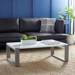 Safavieh Bartholomew Mid Century Scandinavian Lacquer Coffee Table - Chic Minimalist Design For Modern Spaces White/Grey FOX4210B