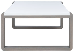 Safavieh Bartholomew Mid Century Scandinavian Lacquer Coffee Table - Chic Minimalist Design For Modern Spaces White/Grey FOX4210B