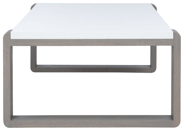 Safavieh Bartholomew Mid Century Scandinavian Lacquer Coffee Table - Chic Minimalist Design For Modern Spaces White/Grey FOX4210B