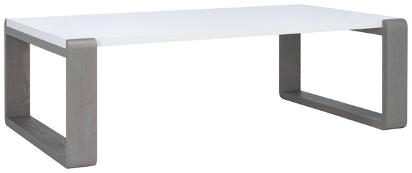 Safavieh Bartholomew Mid Century Scandinavian Lacquer Coffee Table - Chic Minimalist Design For Modern Spaces White/Grey FOX4210B